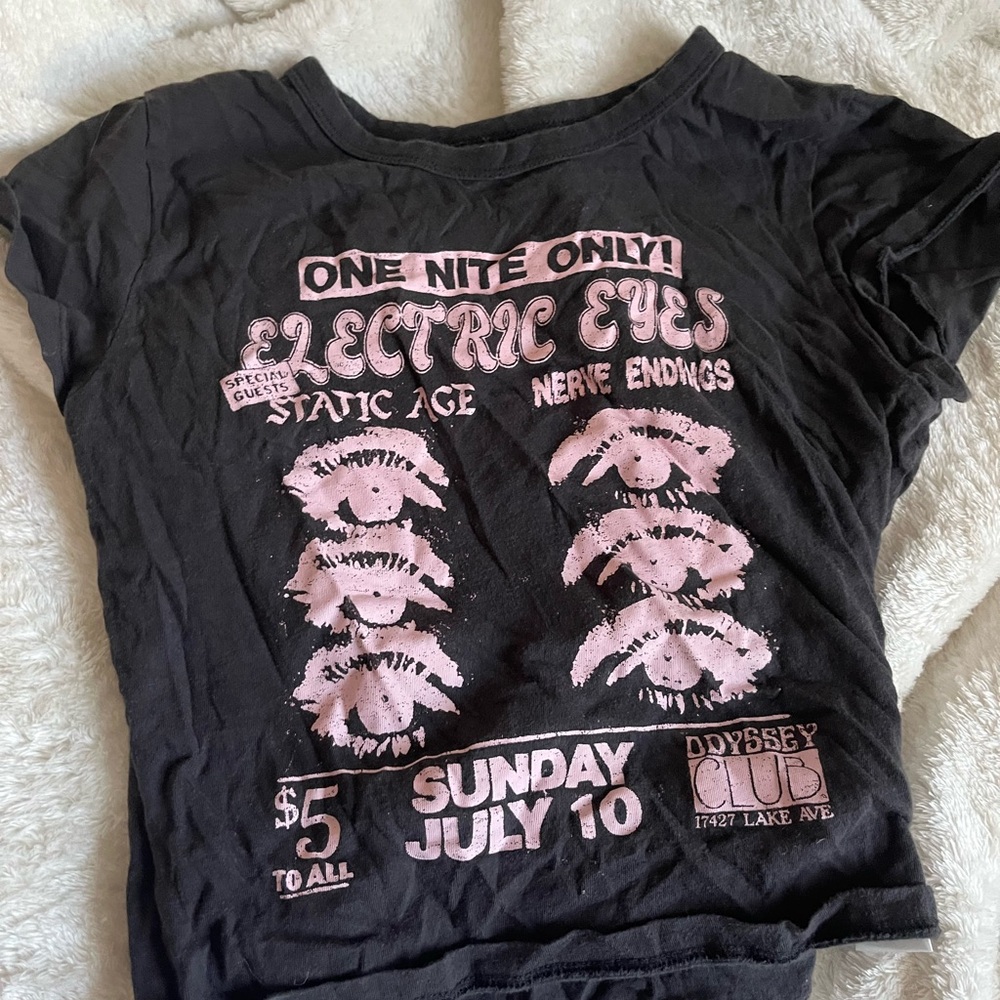 Black Graphic Tee with Pink Print